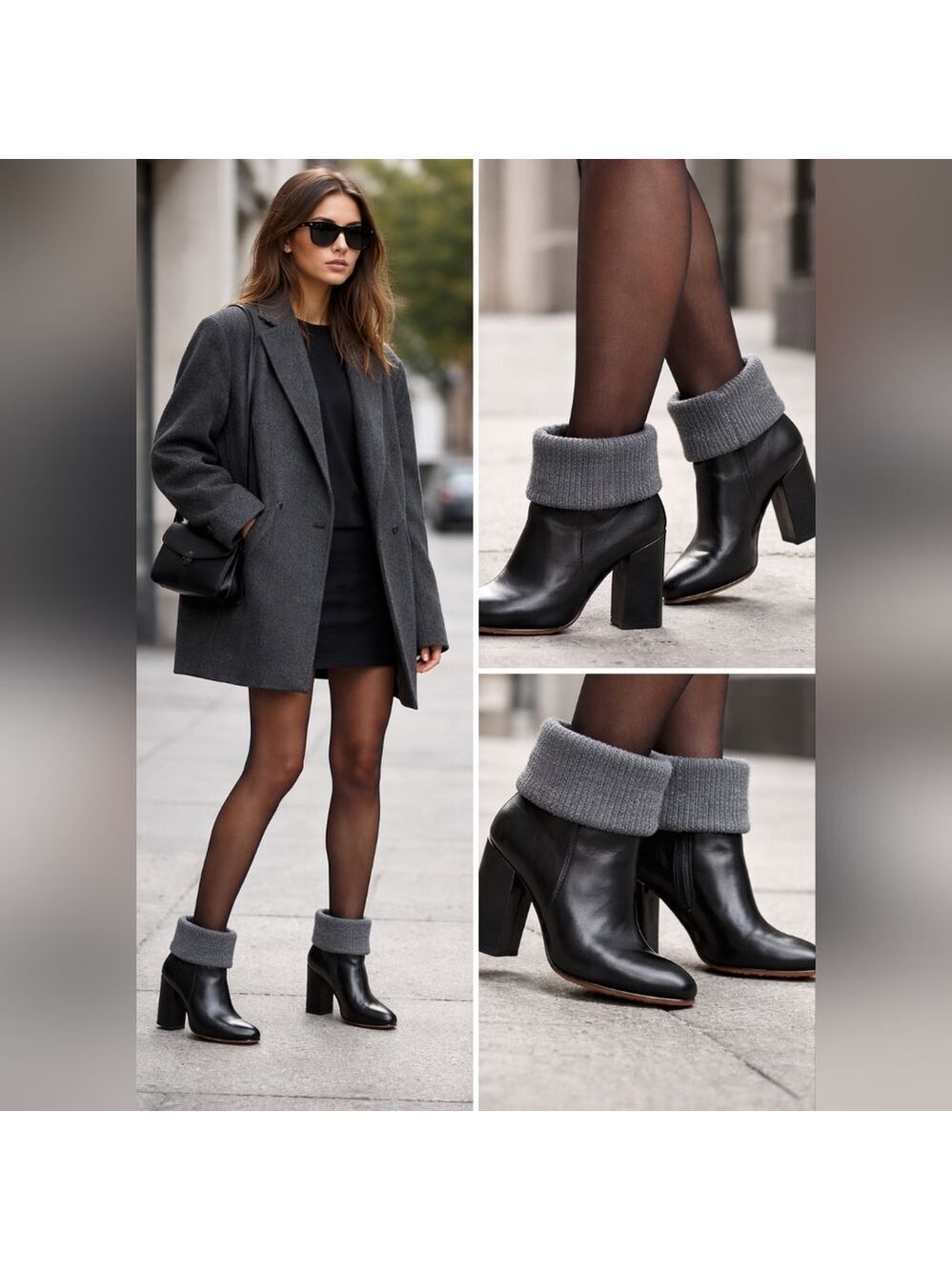 NWOT Rachel Comey Knit Cuff Heeled Booties Chocolate and Grey